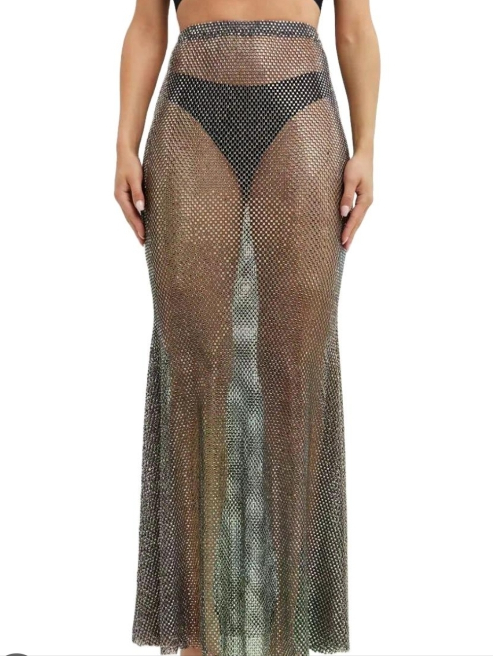 Zara Iridescent Sheer Maxi Skirt - Silver/Green Shift! Size S